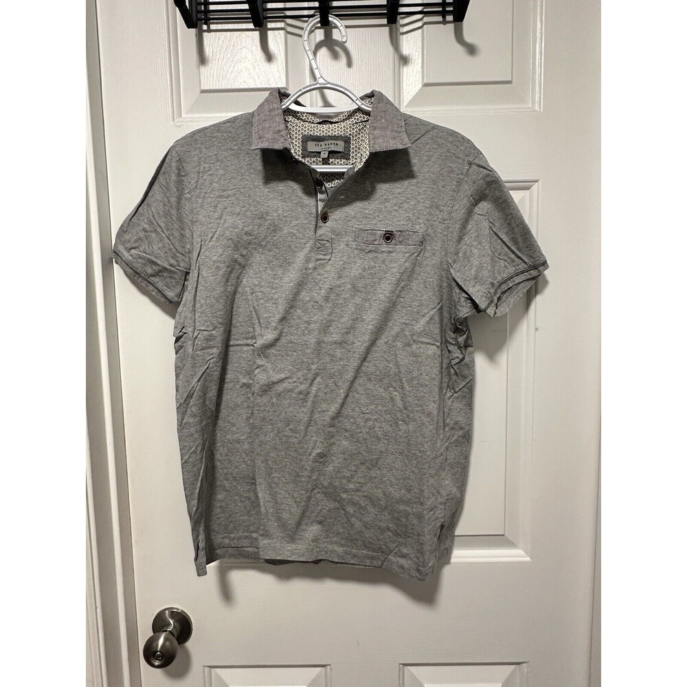 Ted Baker Polo Shirt Adult Size 4 Large Pencil Stripe Rugby Casual Cotton Men
